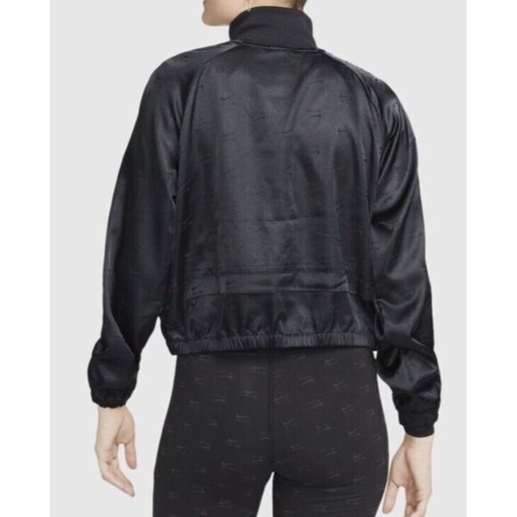 Nike Sz S Jacket Nike Air Swoosh Logo Satin Black Coat Athleisure Athletic Tech - Picture 2 of 7